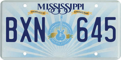 MS license plate BXN645