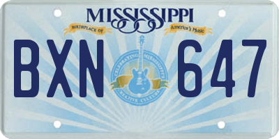 MS license plate BXN647