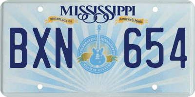 MS license plate BXN654