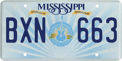 MS license plate BXN663