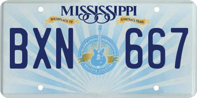 MS license plate BXN667