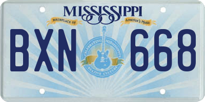 MS license plate BXN668