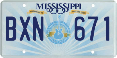 MS license plate BXN671