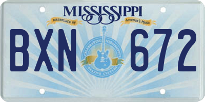 MS license plate BXN672