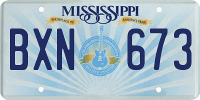MS license plate BXN673