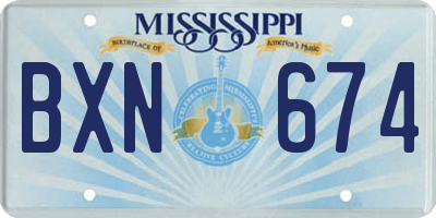 MS license plate BXN674