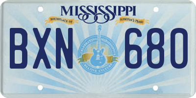 MS license plate BXN680