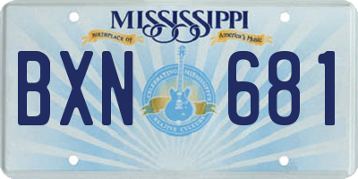 MS license plate BXN681