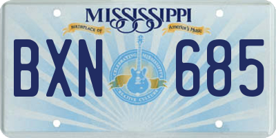 MS license plate BXN685
