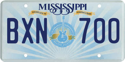MS license plate BXN700