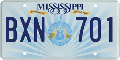 MS license plate BXN701
