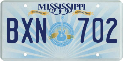 MS license plate BXN702