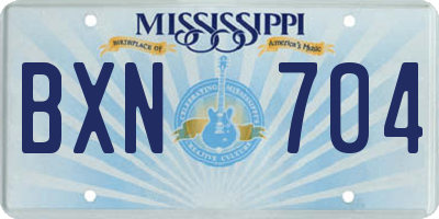 MS license plate BXN704
