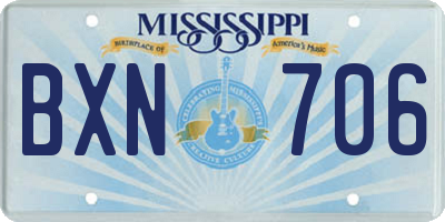 MS license plate BXN706