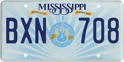 MS license plate BXN708