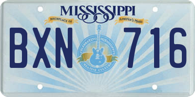 MS license plate BXN716