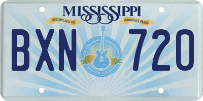 MS license plate BXN720