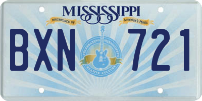 MS license plate BXN721