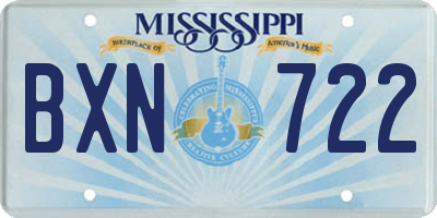 MS license plate BXN722
