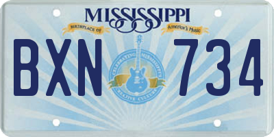 MS license plate BXN734