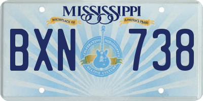 MS license plate BXN738