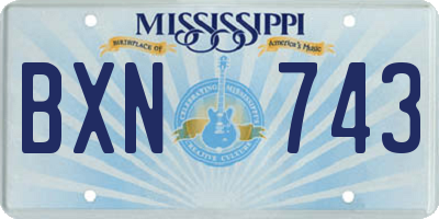 MS license plate BXN743
