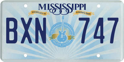 MS license plate BXN747