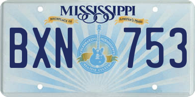 MS license plate BXN753