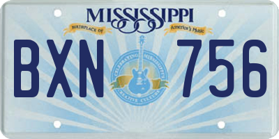 MS license plate BXN756