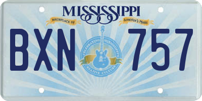 MS license plate BXN757