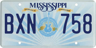 MS license plate BXN758