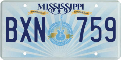MS license plate BXN759