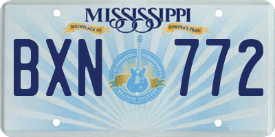 MS license plate BXN772