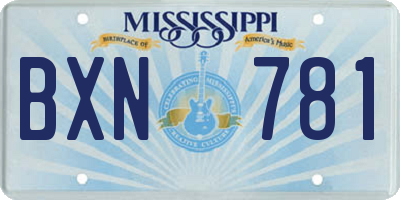 MS license plate BXN781