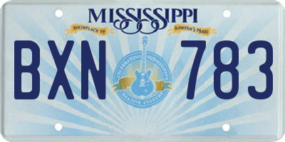 MS license plate BXN783