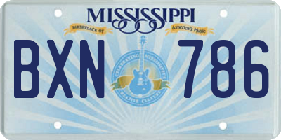MS license plate BXN786