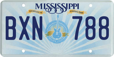 MS license plate BXN788