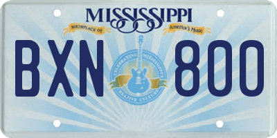 MS license plate BXN800