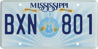 MS license plate BXN801
