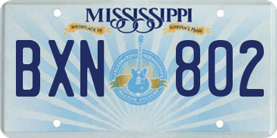 MS license plate BXN802