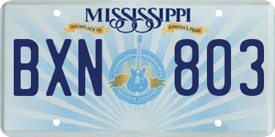 MS license plate BXN803