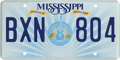 MS license plate BXN804
