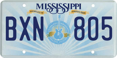 MS license plate BXN805
