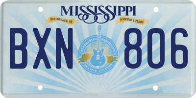 MS license plate BXN806