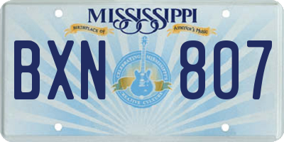MS license plate BXN807