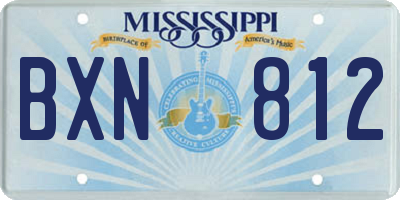 MS license plate BXN812