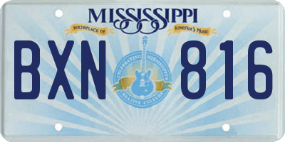 MS license plate BXN816
