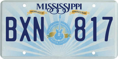 MS license plate BXN817