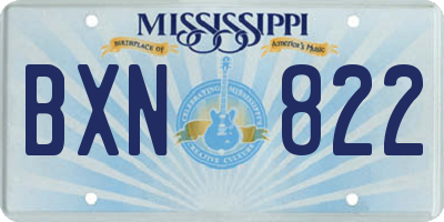 MS license plate BXN822