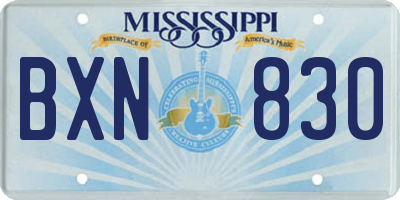MS license plate BXN830